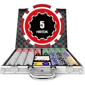 HEITOK Poker Set, 500PCS 11.5 Gram Chips with Denominations, Casino Numbered Chips Set with Aluminum Case Included 2 Decks of Playing Cards, Dealer Buttons and 2 Cut Cards HEITOK Poker Set, 500PCS 11.5 Gram Chips with Denominations, Casino Numbered Chips Set with Aluminum Case Included 2 Decks of Playing Cards, Dealer Buttons and 2 Cut Cards