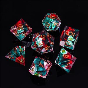 FugaCity DND Dice Set, 100% Handmade Sharp Edge 7 Piece Resin Dice Dungeons and Dragons Polyhedral Dice Set, Crystal Clear Golden Sand D&D Dice Set for RPG MTG Table Games FugaCity DND Dice Set, 100% Handmade Sharp Edge 7 Piece Resin Dice Dungeons and Dragons Polyhedral Dice Set, Crystal Clear Golden Sand D&D Dice Set for RPG MTG Table Games