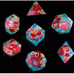 FugaCity DND Dice Set,Handmade Sharp Edge 7 Piece Resin Dice-Dungeons and Dragons Polyhedral Dice Set, D&D Dice Set with Gift Dice Case for RPG MTG Table Games(Red Flower & Blue) FugaCity DND Dice Set,Handmade Sharp Edge 7 Piece Resin Dice-Dungeons and Dragons Polyhedral Dice Set, D&D Dice Set with Gift Dice Case for RPG MTG Table Games(Red Flower & Blue)