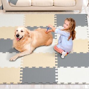 VEVOR 16 Tiles Kids Play Mat, 0.4 Inch EVA Foam, 12" x 12" Puzzle Play Mat, 16 sq.ft Coverage, Interlocking Toddler Mats for Play Room, Nursery, Living Room, Camel & Gray & Beige VEVOR 16 Tiles Kids Play Mat, 0.4 Inch EVA Foam, 12" x 12" Puzzle Play Mat, 16 sq.ft Coverage, Interlocking Toddler Mats for Play Room, Nursery, Living Room, Camel & Gray & Beige