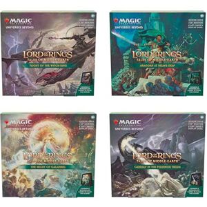 Magic: The Gathering Magic The Gathering The Lord of The Rings: Tales of Middle-Earth Scene Boxes All 4 (Aragorn at Helm’s Deep, Flight of The Witch-King, The Might of Galadriel, and Gandalf in Pelennor Fields) Magic: The Gathering Magic The Gathering The Lord of The Rings: Tales of Middle-Earth Scene Boxes All 4 (Aragorn at Helm’s Deep, Flight of The Witch-King, The Might of Galadriel, and Gandalf in Pelennor Fields)