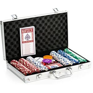 Maverick Cartamundi Texas Hold'em Poker Set, 300 Piece in Aluminium Case with 11.5g Heavyweight Poker Chips, 2 Decks of Playing Cards, Dealer Big Blind and Small Blind Buttons and 5 Dice, Grey Maverick Cartamundi Texas Hold'em Poker Set, 300 Piece in Aluminium Case with 11.5g Heavyweight Poker Chips, 2 Decks of Playing Cards, Dealer Big Blind and Small Blind Buttons and 5 Dice, Grey