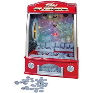 Global Gizmos Arcade Coin Pusher Game Machine Novelty, Fairground Kids, Family 50130, Red Global Gizmos Arcade Coin Pusher Game Machine Novelty, Fairground Kids, Family 50130, Red