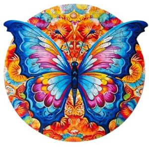 Recent Toys Wooden Jigsaw Puzzle Butterfly for Adults and Kids.176 Piece puzzle, large size 30 x 28 cm with Unique Shaped pieces. Includes wooden storage gift box and stand. Recent Toys Wooden Jigsaw Puzzle Butterfly for Adults and Kids.176 Piece puzzle, large size 30 x 28 cm with Unique Shaped pieces. Includes wooden storage gift box and stand.