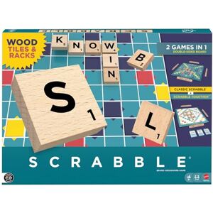 Mattel Scrabble Board Game, Classic Family Word Fun, featuring Wooden Letter Tiles and Racks, with Two Ways to Play for 2-4 Players, JGR61 Mattel Scrabble Board Game, Classic Family Word Fun, featuring Wooden Letter Tiles and Racks, with Two Ways to Play for 2-4 Players, JGR61