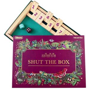 Gibsons The Art File Shut the Box Traditional Wooden Family Board Table Dice Game, Ages 8+, 1+ players Luxury Premium Classic Fun Game for Kids Adults Special Finish Gibsons The Art File Shut the Box Traditional Wooden Family Board Table Dice Game, Ages 8+, 1+ players Luxury Premium Classic Fun Game for Kids Adults Special Finish