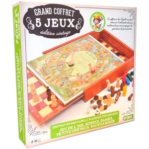 Smir - Wooden Board Game Set - 5 Classic Games - Vintage Design - 6+ Players Smir - Wooden Board Game Set - 5 Classic Games - Vintage Design - 6+ Players