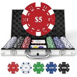 HEITOK Poker Set for Texas Hold'em with 300-Piece 11.5g Denominations Poker Chips, 5 Dice & 2 Decks in Portable Aluminum Case – Professional Blackjack Games (Age 8+) HEITOK Poker Set for Texas Hold'em with 300-Piece 11.5g Denominations Poker Chips, 5 Dice & 2 Decks in Portable Aluminum Case – Professional Blackjack Games (Age 8+)