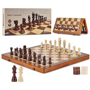 Vevor Red Walnut 15-inch Magnetic Wooden Chess Set - Folding Game Vevor Red Walnut 15-inch Magnetic Wooden Chess Set - Folding Game