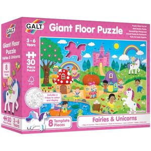 Galt Giant Floor Kids Jigsaw Puzzle Fairies and Unicorns, Fun Colourful 30 Piece with Cute Characters, 8 Template Pieces and Frieze to Colour and Display, Children Ages 3 to 6 Years, 60 x 90 cm Galt Giant Floor Kids Jigsaw Puzzle Fairies and Unicorns, Fun Colourful 30 Piece with Cute Characters, 8 Template Pieces and Frieze to Colour and Display, Children Ages 3 to 6 Years, 60 x 90 cm
