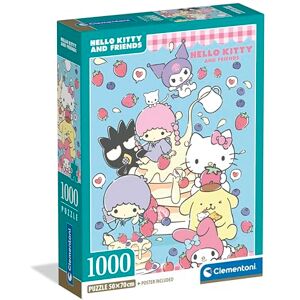 Clementoni Hello Kitty 1000 Pieces Puzzle Compact Box for Teens and Young Adults Age 14+, Made in Italy, Screen Free Challenge That Boosts Focus and Problem Solving, Includes Poster Clementoni Hello Kitty 1000 Pieces Puzzle Compact Box for Teens and Young Adults Age 14+, Made in Italy, Screen Free Challenge That Boosts Focus and Problem Solving, Includes Poster