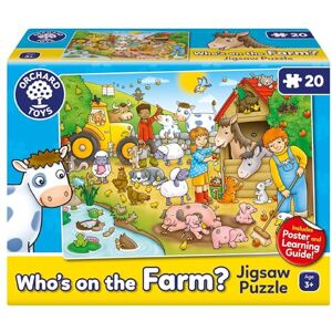 Orchard Toys Who's On the Farm? Jigsaw Puzzle, 20-Piece Farm Themed Puzzle, For Kids Age 3+, Includes Poster and Educational Learning Guide Orchard Toys Who's On the Farm? Jigsaw Puzzle, 20-Piece Farm Themed Puzzle, For Kids Age 3+, Includes Poster and Educational Learning Guide