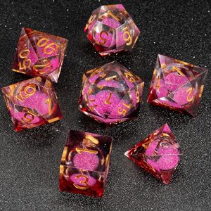 FugaCity DND Dice Set, Liquid Core Handmade Sharp Edge 7 Piece Resin Dice-Dungeons and Dragons Polyhedral Dice Set, D&D Dice Set with Gift Dice Case for RPG MTG Table Games(Pink Sand & Golden) FugaCity DND Dice Set, Liquid Core Handmade Sharp Edge 7 Piece Resin Dice-Dungeons and Dragons Polyhedral Dice Set, D&D Dice Set with Gift Dice Case for RPG MTG Table Games(Pink Sand & Golden)