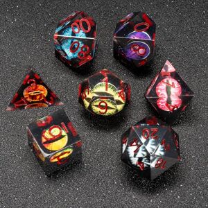 FugaCity DND Dice Set, Liquid Core Handmade Sharp Edge 7 Piece Resin Dice-Dungeons and Dragons Polyhedral Dice Set, D&D Dice Set with Gift Dice Case for RPG MTG Table Games(Various Eyes) FugaCity DND Dice Set, Liquid Core Handmade Sharp Edge 7 Piece Resin Dice-Dungeons and Dragons Polyhedral Dice Set, D&D Dice Set with Gift Dice Case for RPG MTG Table Games(Various Eyes)
