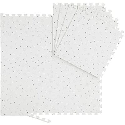 Relaxdays Stars Puzzle Mat, 8-Piece, EVA Foam, Non-Toxic, Baby & Child, Nursery Playmat, 50x50 cm, White/Grey Relaxdays Stars Puzzle Mat, 8-Piece, EVA Foam, Non-Toxic, Baby & Child, Nursery Playmat, 50x50 cm, White/Grey