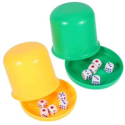 NUOBESTY Dice Cup Set 2 Plastic Dice Cups with 2 Bottoms and 10 Standard 6-Sided Shaker and Tray for Craps Backgammon Home Pub and Party Games NUOBESTY Dice Cup Set 2 Plastic Dice Cups with 2 Bottoms and 10 Standard 6-Sided Shaker and Tray for Craps Backgammon Home Pub and Party Games