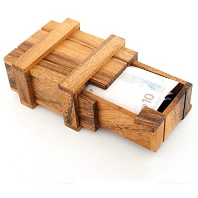 GOODS+GADGETS ® Wooden Magic Money Gift Box IQ Puzzle Trick Box 12x9 cm plantation wood, secret sliding compartment perfect for birthdays, Christmas & cash gifts GOODS+GADGETS ® Wooden Magic Money Gift Box IQ Puzzle Trick Box 12x9 cm plantation wood, secret sliding compartment perfect for birthdays, Christmas & cash gifts