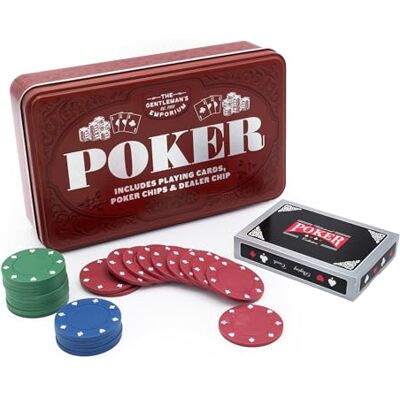 Robert Frederick The Gentleman’s Emporium Poker Set in Burgundy Tin Cards, Chips & Dealer Button Stylish Men’s Gift Robert Frederick The Gentleman’s Emporium Poker Set in Burgundy Tin Cards, Chips & Dealer Button Stylish Men’s Gift