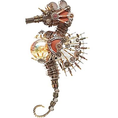 NULA 3D Steampunk Metal Puzzle Kit with Lamp, Assembly Mechanical Metal Seahorse Stainless Steel Model DIY Craft Ornaments, Gifts Toy for Teens & Adult (2100PCS) NULA 3D Steampunk Metal Puzzle Kit with Lamp, Assembly Mechanical Metal Seahorse Stainless Steel Model DIY Craft Ornaments, Gifts Toy for Teens & Adult (2100PCS)