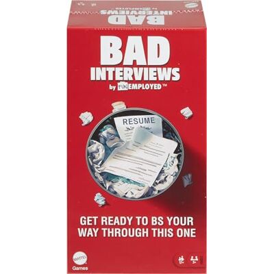 Mattel Bad interviews by Funemployed Party Game, Game Night for 3 or more players, hilarious fast-thinking interview card game Mattel Bad interviews by Funemployed Party Game, Game Night for 3 or more players, hilarious fast-thinking interview card game