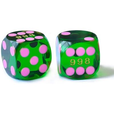 BESCON DICE Bescon Professional Precision Dice Round Corner 9/16" (14.3mm) with Colorful Dots, Colored Dots Precision Backgammon Dice 14.3MM (Gem Green Dice with pink dots) BESCON DICE Bescon Professional Precision Dice Round Corner 9/16" (14.3mm) with Colorful Dots, Colored Dots Precision Backgammon Dice 14.3MM (Gem Green Dice with pink dots)