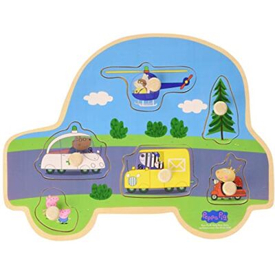 Barbo Toys Peppa Wooden Knob Puzzle Transport Barbo Toys Peppa Wooden Knob Puzzle Transport