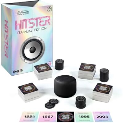 Hitster Platinum Edition Music Party Game with 500 Songs of Pop, Rock, Hip-Hop, Dance & More Includes Speaker Hitster Platinum Edition Music Party Game with 500 Songs of Pop, Rock, Hip-Hop, Dance & More Includes Speaker