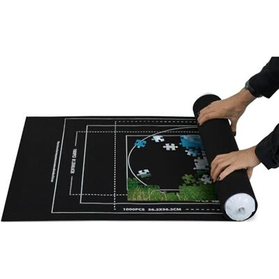 FiNeWaY Jigsaw Puzzle Mat Jigsaw Mat Roll for 1000 Pieces with Inflatable Tube, Velcro Straps & Carry Bag Portable Jigsaw Storage Roll to Keep Puzzles Safe FiNeWaY Jigsaw Puzzle Mat Jigsaw Mat Roll for 1000 Pieces with Inflatable Tube, Velcro Straps & Carry Bag Portable Jigsaw Storage Roll to Keep Puzzles Safe