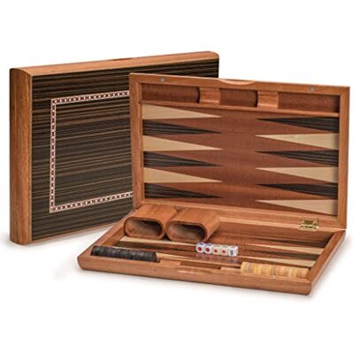 Yellow Mountain Imports YMI Dorne Wooden Inlaid Backgammon Set, 33cm Wooden inlaid backgammon set, folds with magnets, 33 x 21 x 5 cm case, checkers, dice, doubling cube, dice cups. Yellow Mountain Imports YMI Dorne Wooden Inlaid Backgammon Set, 33cm Wooden inlaid backgammon set, folds with magnets, 33 x 21 x 5 cm case, checkers, dice, doubling cube, dice cups.