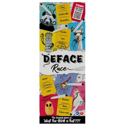 TOMY Games T73419 Deface Race, Family Card for 4 or More Players, Board Game For Adults And Kids Suitable From 8+ Years, Multicoloured TOMY Games T73419 Deface Race, Family Card for 4 or More Players, Board Game For Adults And Kids Suitable From 8+ Years, Multicoloured