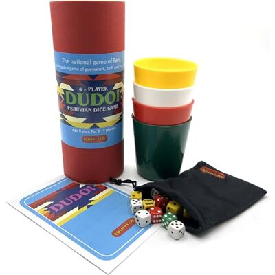 Brimtoy Dudo Peruvian Dice Game, The Original Liar's Dice Game from Peru 4 Player, Family Dice Game Brimtoy Dudo Peruvian Dice Game, The Original Liar's Dice Game from Peru 4 Player, Family Dice Game