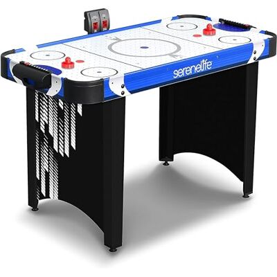 SereneLife Air Hockey Table Game Compact Arcade Table for Kids and Adults, Air Powered Play Surface, Scratch Resistant Finish, Puck and Pusher Set for Game Room and Apartment Play SereneLife Air Hockey Table Game Compact Arcade Table for Kids and Adults, Air Powered Play Surface, Scratch Resistant Finish, Puck and Pusher Set for Game Room and Apartment Play