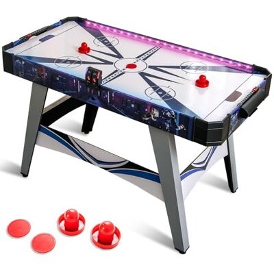 GYMAX Air Hockey Table, 54 Inches Table Top Air Hockey Game with LED Scoreboard, Lights, 2 Pucks and 2 Pushers, 12V Powered Arcade Hockey Table for Kids Adults GYMAX Air Hockey Table, 54 Inches Table Top Air Hockey Game with LED Scoreboard, Lights, 2 Pucks and 2 Pushers, 12V Powered Arcade Hockey Table for Kids Adults