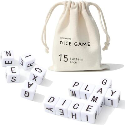 LIAFUNE Crossword Dice Game Full Alphabet Word Game 15 Letter Dice Word Travel Set Table Games for Family Night Camp Party, Gifts for Group Teens Adult Senior, Cafe Office Solo Play, Easy Quick and Fun LIAFUNE Crossword Dice Game Full Alphabet Word Game 15 Letter Dice Word Travel Set Table Games for Family Night Camp Party, Gifts for Group Teens Adult Senior, Cafe Office Solo Play, Easy Quick and Fun