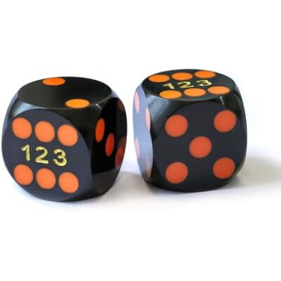 BESCON DICE Bescon Professional Precision Dice Round Corner 9/16" (14.3mm) with Colorful Dots, Colored Dots Precision Backgammon Dice 14.3MM (Black Dice with orange dots) BESCON DICE Bescon Professional Precision Dice Round Corner 9/16" (14.3mm) with Colorful Dots, Colored Dots Precision Backgammon Dice 14.3MM (Black Dice with orange dots)