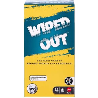 Mattel Wiped Out Party Game for Ages 14+, 3-6 Players Social Deduction Play with Guessing & Sabotage, Includes Blackout Glasses, Dry Erase Board & Pen, JGR60 Mattel Wiped Out Party Game for Ages 14+, 3-6 Players Social Deduction Play with Guessing & Sabotage, Includes Blackout Glasses, Dry Erase Board & Pen, JGR60