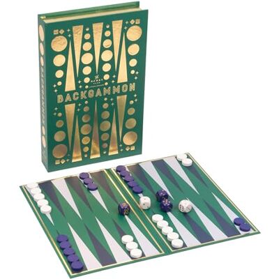 Professor PUZZLE Backgammon Set Deluxe Folding Board with 30 Wooden Counters, Dice & Doubling Die Classic Strategy Family Board Game in Book-Shaped Gift Box Great for Home or Travel Professor PUZZLE Backgammon Set Deluxe Folding Board with 30 Wooden Counters, Dice & Doubling Die Classic Strategy Family Board Game in Book-Shaped Gift Box Great for Home or Travel