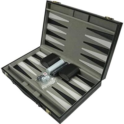 KBOLAE Medium 15 In Backgammon Board Game Set Portable Strategy Game PU leather board,PP dice cups,wood board,38x23x5.5cm,includes 2 dice cups,5 15 white and 15 black chess pieces KBOLAE Medium 15 In Backgammon Board Game Set Portable Strategy Game PU leather board,PP dice cups,wood board,38x23x5.5cm,includes 2 dice cups,5 15 white and 15 black chess pieces
