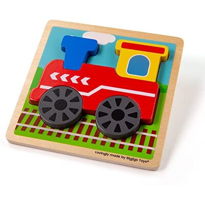 Bigjigs Toys Chunky Lift-Out Train Puzzle, Wooden Toddler Jigsaw Chunky Wooden Train Puzzle, Develops Dexterity & Co-Ordination, Travel Friendly, Age 1+ Bigjigs Toys Chunky Lift-Out Train Puzzle, Wooden Toddler Jigsaw Chunky Wooden Train Puzzle, Develops Dexterity & Co-Ordination, Travel Friendly, Age 1+