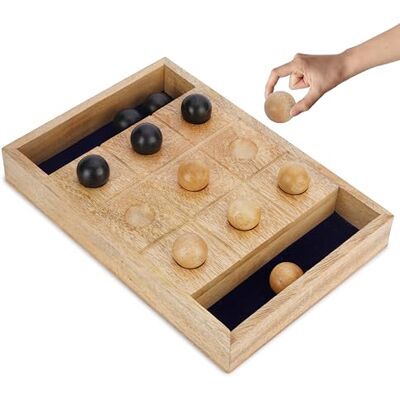 Ajuny Wooden Noughts and Crosses Game Wooden Balls & Portable Storage Box Handmade Tic Tac Toe XOXO Classic Board Game Coffee Table Fun Family Travel Party Game for Kids Adults Home Decor Gift 12 In Ajuny Wooden Noughts and Crosses Game Wooden Balls & Portable Storage Box Handmade Tic Tac Toe XOXO Classic Board Game Coffee Table Fun Family Travel Party Game for Kids Adults Home Decor Gift 12 In
