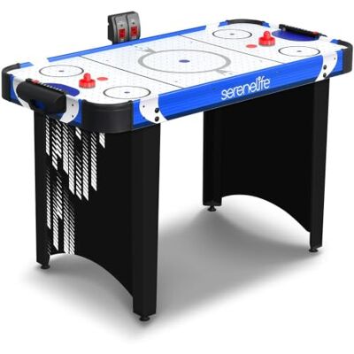 SereneLife Air Hockey Table Game Compact Arcade Table for Kids and Adults, Air Powered Play Surface, Scratch Resistant Finish, Puck and Pusher Set for Game Room and Apartment Play SereneLife Air Hockey Table Game Compact Arcade Table for Kids and Adults, Air Powered Play Surface, Scratch Resistant Finish, Puck and Pusher Set for Game Room and Apartment Play