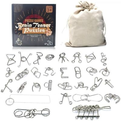Gracelaza 30pcs Metal Wire Puzzle Logic Brain Teaser Set Metal Ring IQ puzzles Difficult Games Ideal Intelligence Toys Gifts for Kids and Adults Gracelaza 30pcs Metal Wire Puzzle Logic Brain Teaser Set Metal Ring IQ puzzles Difficult Games Ideal Intelligence Toys Gifts for Kids and Adults