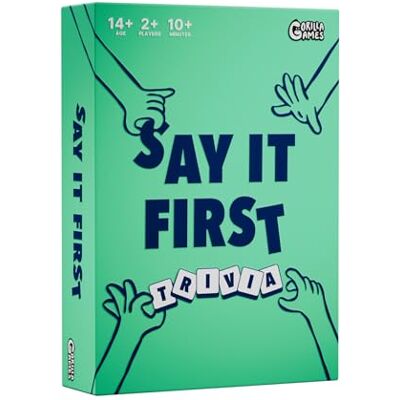 GorillaGames Say It First Trivia: Fast-Paced Word Game for Families & Friends Hilarious Family Party Game of Speed & Shouts for 2-6 players 200 Trivia Questions GorillaGames Say It First Trivia: Fast-Paced Word Game for Families & Friends Hilarious Family Party Game of Speed & Shouts for 2-6 players 200 Trivia Questions