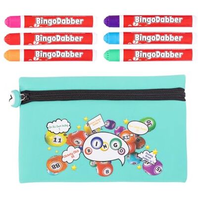 evelay Bingo Dabber Case Holder Gift Set Storage Bag + 6 Bingo Dabbers & Bingo Board Non-Drip Marker Pens Bingo Accessories for Home, Clubs & Events evelay Bingo Dabber Case Holder Gift Set Storage Bag + 6 Bingo Dabbers & Bingo Board Non-Drip Marker Pens Bingo Accessories for Home, Clubs & Events