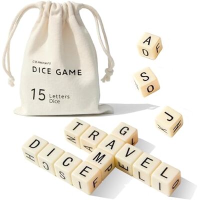 LIAFUNE Crossword Dice Game Full Alphabet Word Game 15 Letter Dice Word Travel Set Table Games for Family Night Camp Party, Gifts for Group Teens Adult Senior, Cafe Office Solo Play, Easy Quick and Fun LIAFUNE Crossword Dice Game Full Alphabet Word Game 15 Letter Dice Word Travel Set Table Games for Family Night Camp Party, Gifts for Group Teens Adult Senior, Cafe Office Solo Play, Easy Quick and Fun