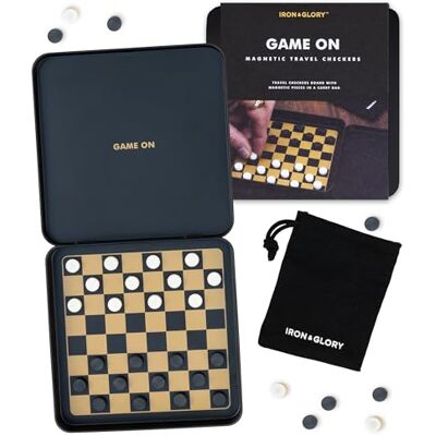 Iron And Glory Iron & Glory Magnetic Travel Checkers Set in Durable Tin Case Compact & Portable Board Game with Secure Magnetic Pieces Perfect for On-the-Go Fun & Strategy Includes Fabric Carry Pouch Iron And Glory Iron & Glory Magnetic Travel Checkers Set in Durable Tin Case Compact & Portable Board Game with Secure Magnetic Pieces Perfect for On-the-Go Fun & Strategy Includes Fabric Carry Pouch