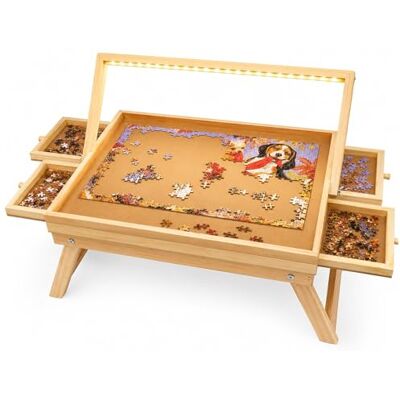 Gr8 Home LED Puzzle Table with Drawers, 1000 Piece Jigsaw Board, Wooden Puzzle Table with Storage Trays & LED Light, Raised Puzzle Board for Adults, Portable Puzzle Table Gr8 Home LED Puzzle Table with Drawers, 1000 Piece Jigsaw Board, Wooden Puzzle Table with Storage Trays & LED Light, Raised Puzzle Board for Adults, Portable Puzzle Table