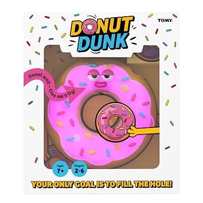 TOMY Donut Dunk Game, Fast Action Family Party Game with Electronic Donut Unit, Colour Matching Reflex Play, For Kids and Adults Playing Night, 2 to 6 Players, Ages 6 Plus, Lights and Sound Gameplay TOMY Donut Dunk Game, Fast Action Family Party Game with Electronic Donut Unit, Colour Matching Reflex Play, For Kids and Adults Playing Night, 2 to 6 Players, Ages 6 Plus, Lights and Sound Gameplay
