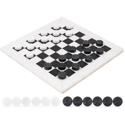 Radicaln Marble Checkers Board Game for Adults 15" Checkers Set for Table 32 Checkers Pieces, Handmade White & Black ,Checkers game, Luxury Decor, Elegant Gift Radicaln Marble Checkers Board Game for Adults 15" Checkers Set for Table 32 Checkers Pieces, Handmade White & Black ,Checkers game, Luxury Decor, Elegant Gift