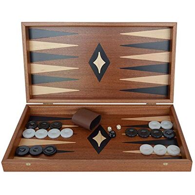 Manopoulos Mahogany Wood Backgammon Set HandMade in Greece for Adults, 2 Players, Age 18+ Manopoulos Mahogany Wood Backgammon Set HandMade in Greece for Adults, 2 Players, Age 18+